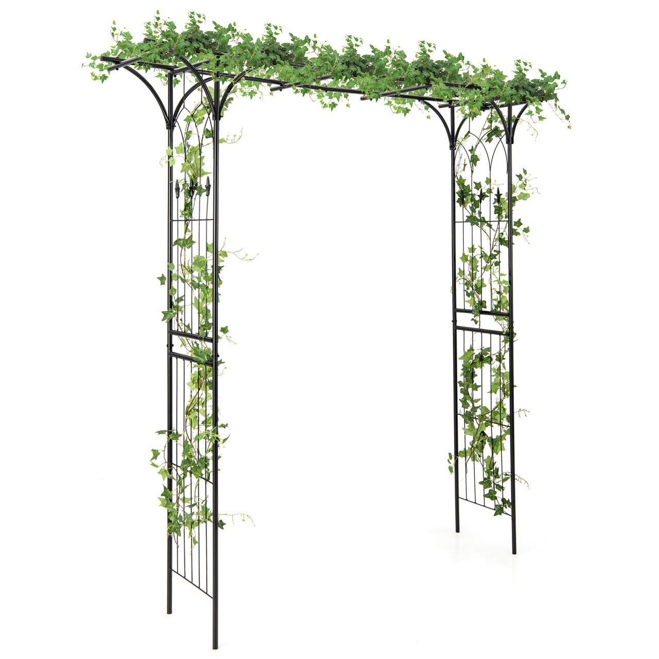 Outdoor Metal Garden Arbor Trellis Arch for Wedding Backyard Black